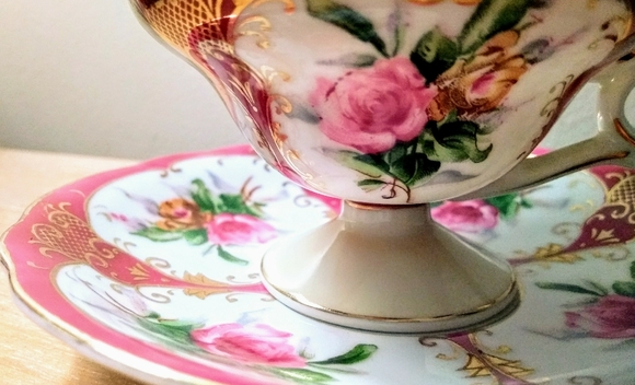 Hand Painted Floral, Lefton China Tea Cup Set - Picture 5 of 16